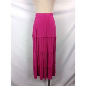 Chico's Size 3 L/XL Tiered Maxi Skirt Boho Grannycore Cottagecore Y2K Pink